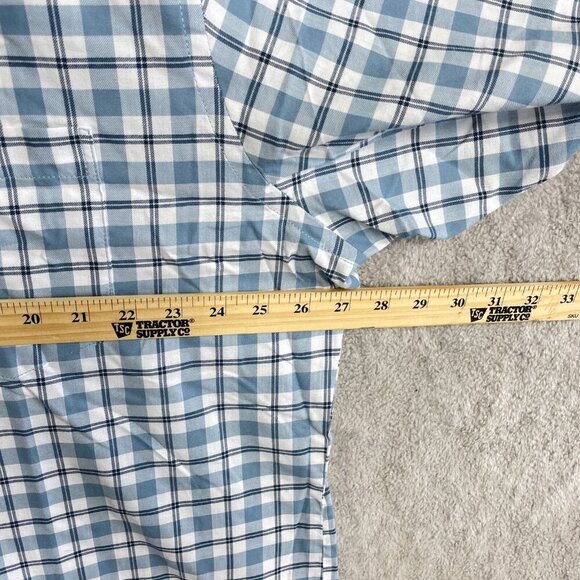 NEW Izod Men's XXL Luxe Touch Long-Sleeve Button-Up Shirt Modern Fit Blue Plaid - Picture 5 of 9